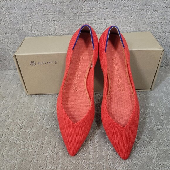 Rothy’s The Point Women's Size US 5, 7.5, 10 Red Flame Slip On Ballet Flat Shoes - Picture 11 of 12